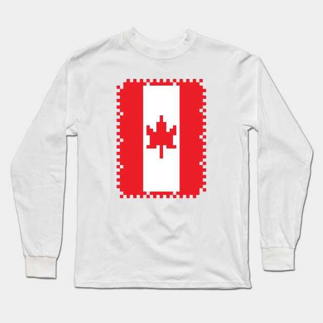 Flag of Canada - Pixel Post Stamp Long Sleeve T-Shirt by outofthepixel